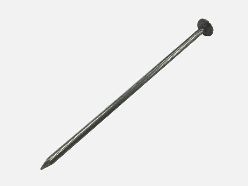 [人工芝を乗せる前の仮止めに適した大頭釘]直径5mm、長さ150mmのやや太めで短い人工芝専用防草シート専用のピンです。